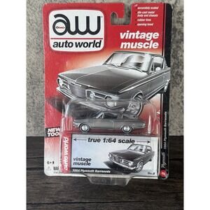 Auto World Vintage Muscle 1964 Plymouth Barracuda, Silver, 1:64, NIB